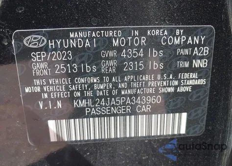 2023 Hyundai Sonata Se из США, поврежденный, VIN KMHL24JA5PA343960